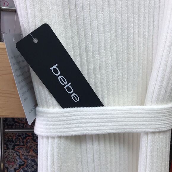 Bebe Belted Midi Sweater Dress,off white GORGEOUS - Picture 5 of 16